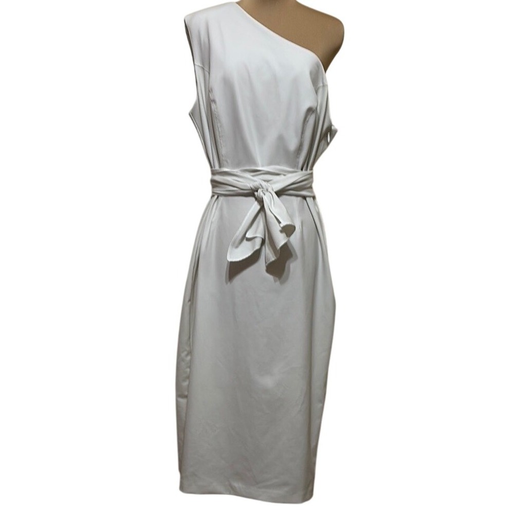 Eva Mendes‎ One Shoulder Asymmetrical Dress White Tie Front
